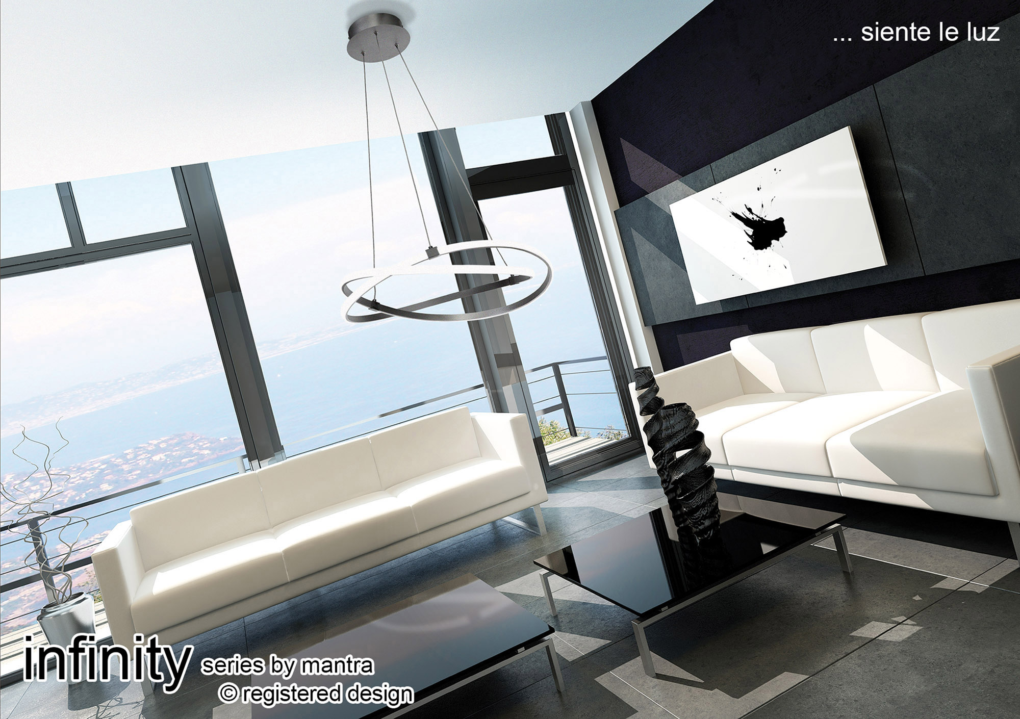 Infinity Silver Ceiling Lights Mantra Ring Pendants
